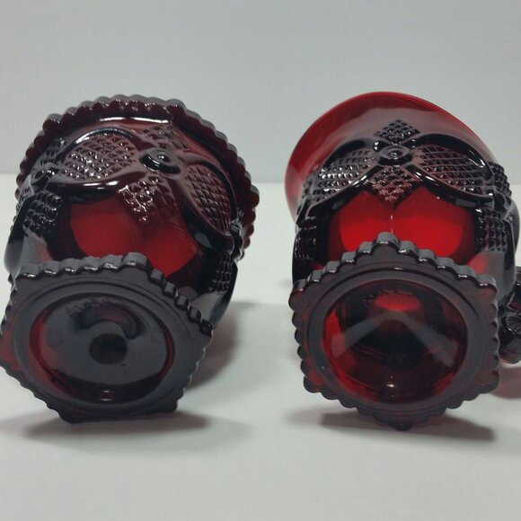 Avon 1876 Cape Cod Ruby Red Glass Open Sugar Bowl And Creamer Set No Box - Picture 10 of 10